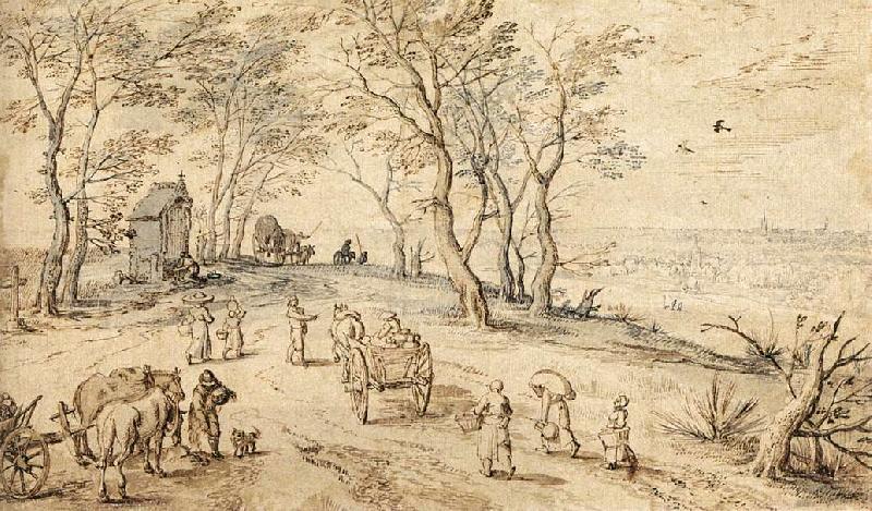 BRUEGHEL, Jan the Elder Villagers on their Way to Market f China oil painting art